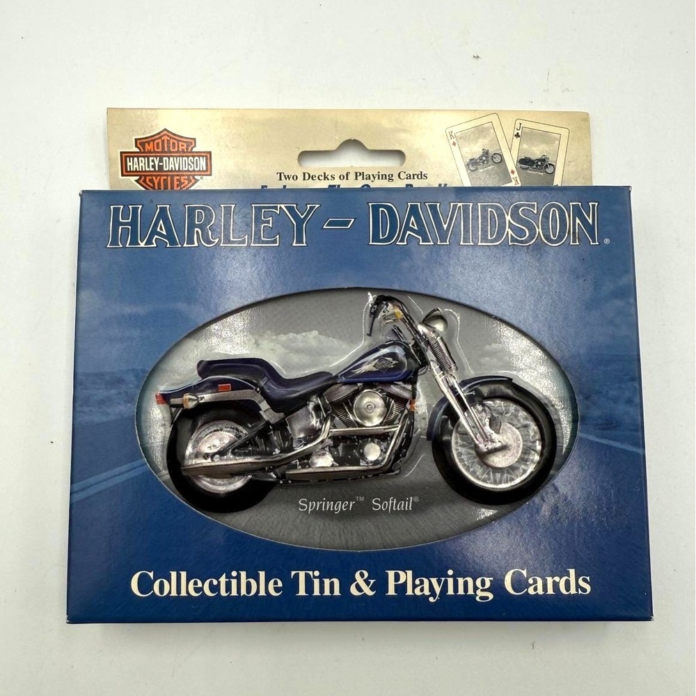 Harley-Davidson Collectible Tin & Playing Cards Set Springer Softail 2 Decks NEW